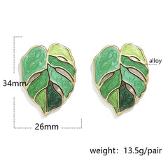 Monstera - Enamel Leaf Earrings
