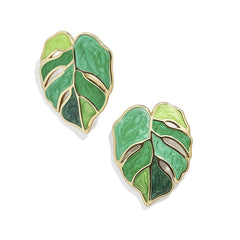 Monstera - Enamel Leaf Earrings