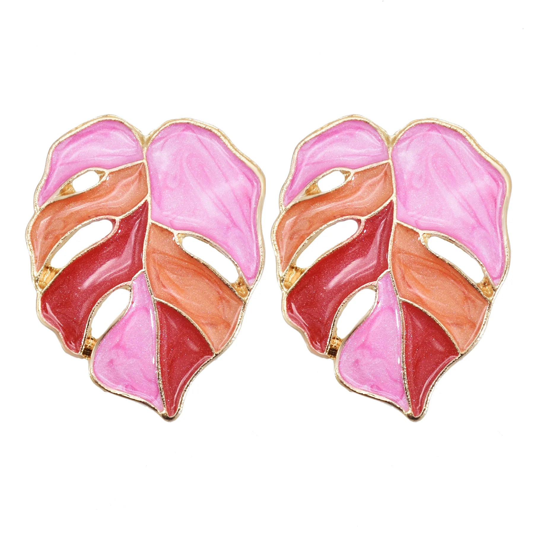 Monstera - Enamel Leaf Earrings